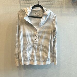 Sonoma Grey and White Striped Hooded Long Sleeve